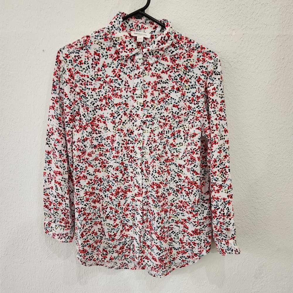 beachlunchlounge button front shirt womens Medium long sleeve floral pattern
